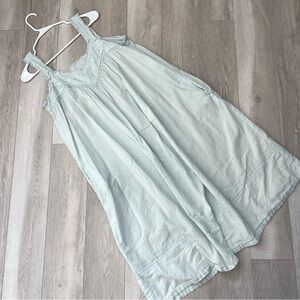 Vintage Cottagecore Dress cotton embroidered midi womens Blue medium lightweight